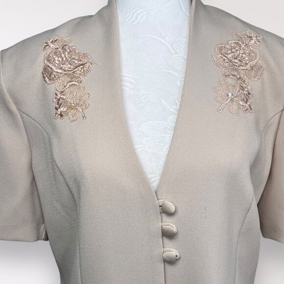 Vintage 80s Pride & Joy 2-Piece Suit Set Jacket Skirt Sequins Beaded Retro 14 - Picture 2 of 12